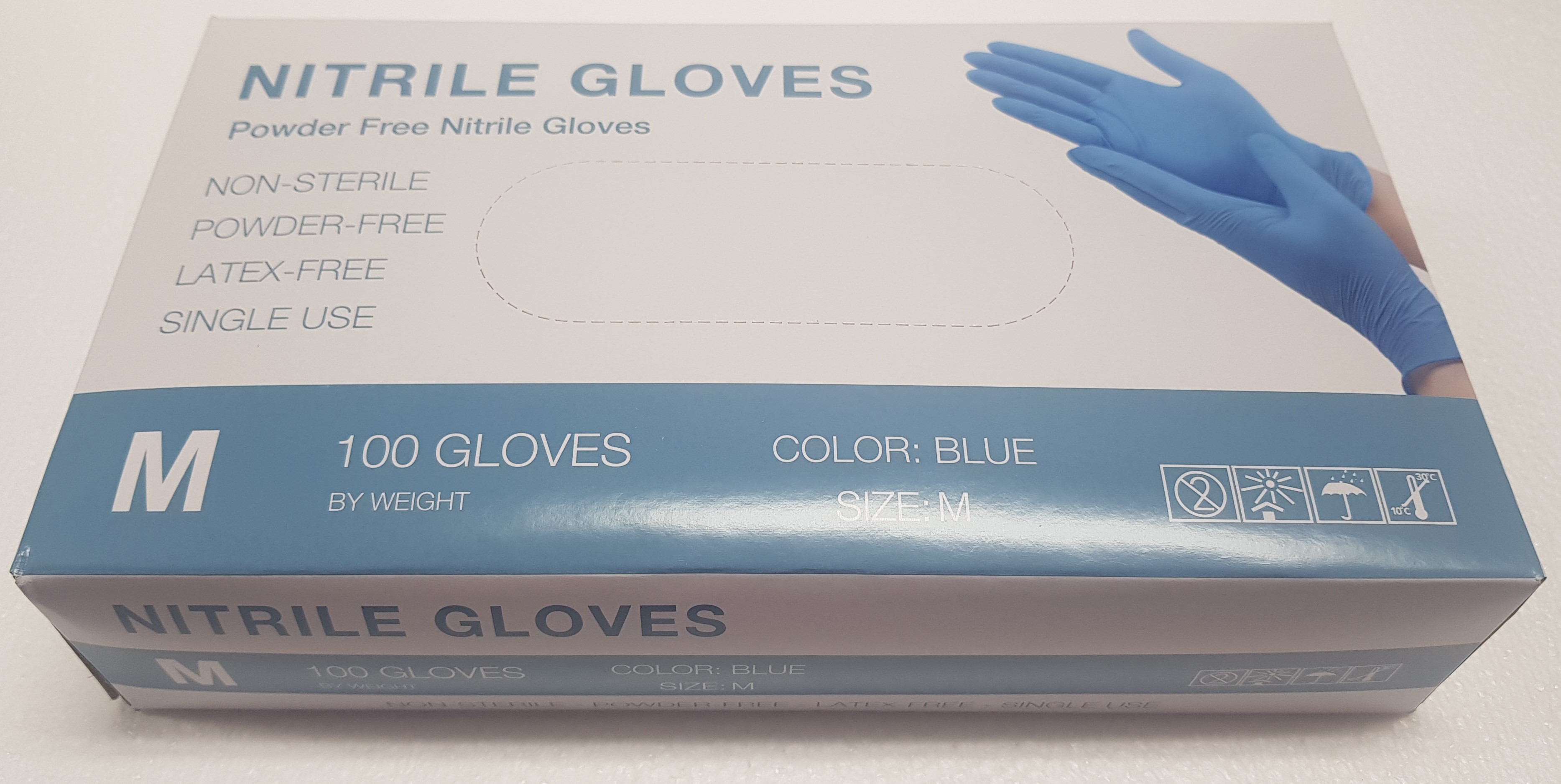 Gloves, Nitrile Powder Free, Medium, Box of 100