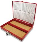 (image for) Slide Box, 100 Place, Red, Cork Lined, Numbered Slots & Slide Inventory Sheet, Hinged Lid