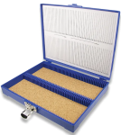 (image for) Slide Box, 100 Place, Blue, Cork Lined, Numbered Slots & Slide Inventory Sheet, Hinged Lid