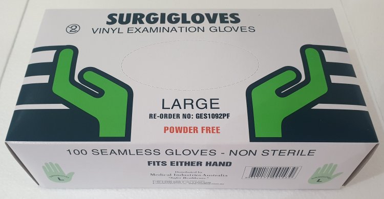 (image for) Gloves, Vinyl, Powder Free, Large, Box of 100