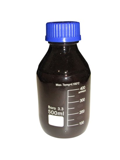 (image for) Bottle, Reagent, Amber Glass, Blue Scew Cap, 500ml