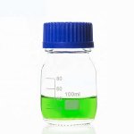 (image for) Bottle, Reagent, Clear Glass, 100ml, Graduated, with blue screw cap