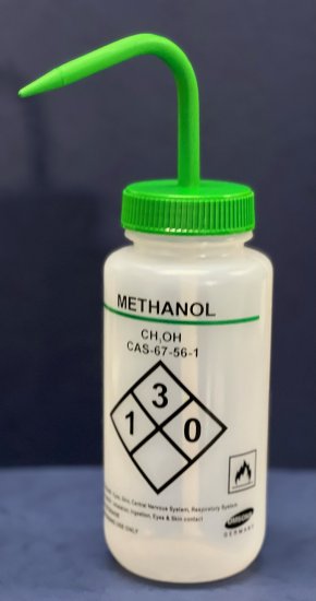 (image for) Wash Bottle, Labelled, Methanol, 500ml, Green