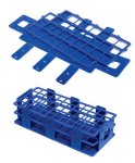 (image for) Rack for 30mm Test Tubes, Plastic, 21 Places (Blue)