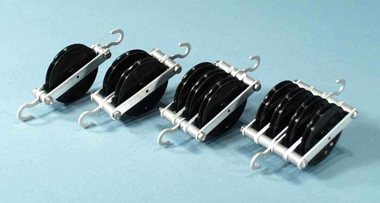 (image for) Pulley, 50mm DIA, Nylon, 4 x Sheaves, frame with hooks