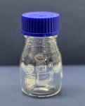 (image for) Reagent Bottle, 100ml, with Blue GL45 Screw Cap & Pouring Ring