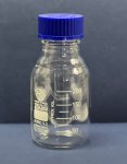 (image for) Reagent Bottle, 250ml, with Blue GL45 Screw Cap & Pouring Ring