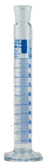 (image for) Stoppered Cylinder, 10ml, Glass, Blue Graduations, Class A, Fortuna Brand