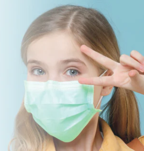 (image for) Face Mask, Junior Surgical, Polypropylene, Disposable, Green, Ear Loop Type, 50pk