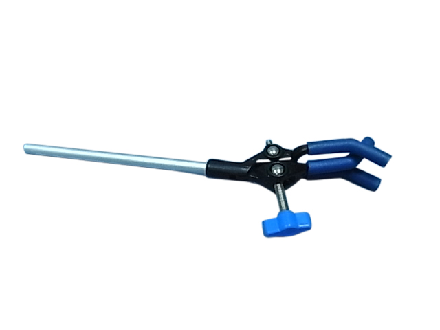 (image for) Clamp, Retort, 3 Rubber Covered Prongs, Aluminium