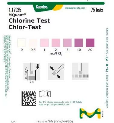 (image for) Chlorine Test Strips, 0-20mg/L, Pack of 75