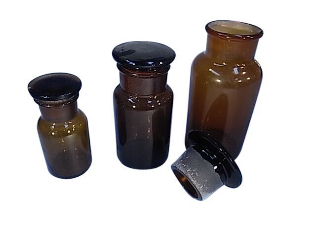 (image for) Bottle, Reagent, Amber Glass, 125ml, Wide Mouth & Glass Stopper